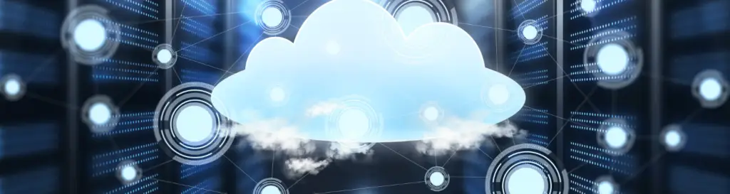 digital art of a cloud superimposed over computer servers